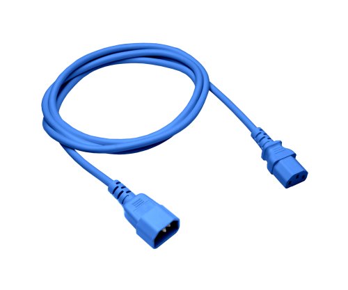 DINIC Kaltgerätekabel C13 auf C14, 0,75mm², Verlängerung, VDE, blau, Länge 1,00m